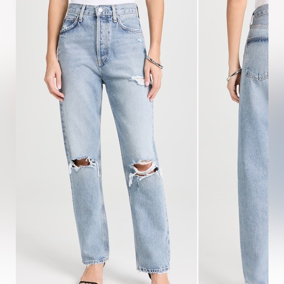 Agolde Riley Ripped Cropped Jeans - Picture 1 of 8